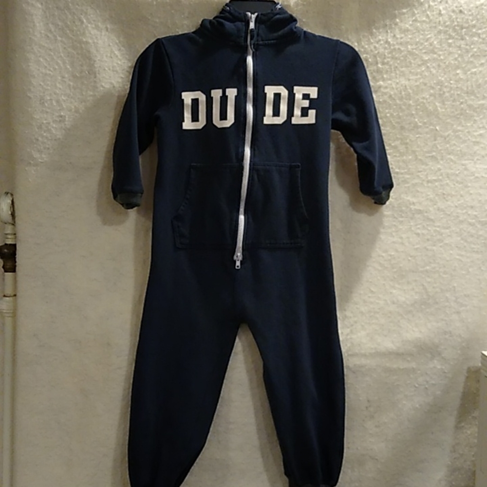 BOYS One Piece Sweat Suit Zip Pj's..sz 6/7